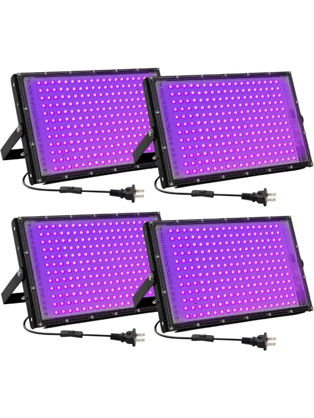 200W Waterproof UV Black Lights for Glow Parties & Halloween Decor - 4 Pack
